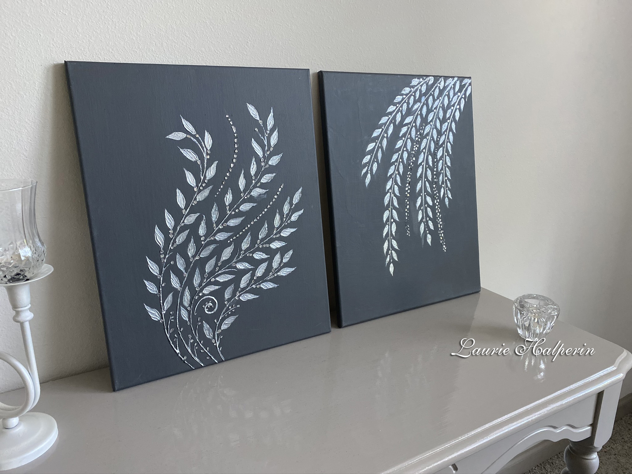 Silver Vines - Diptych Paintings